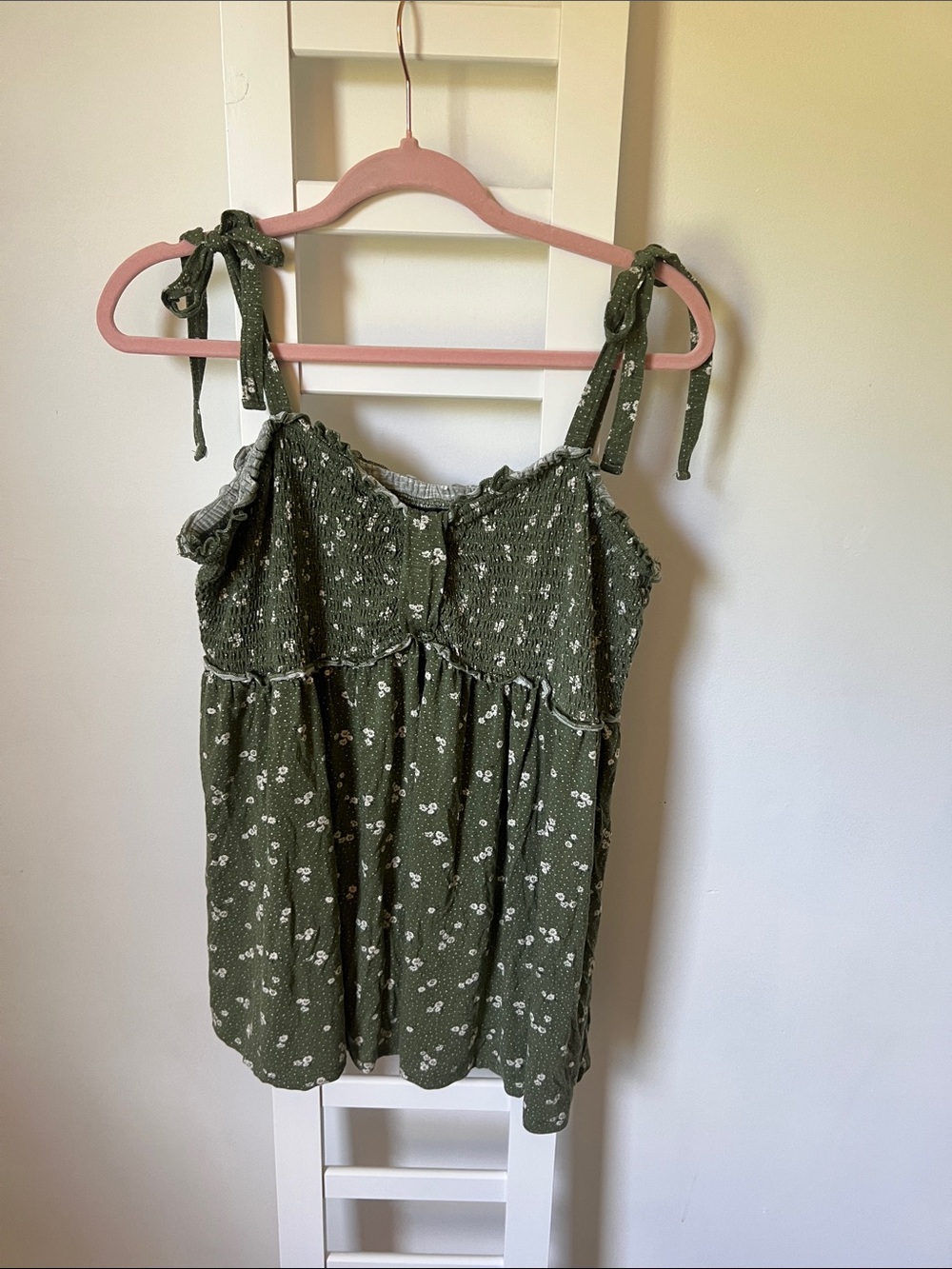 torrid Olive Green Floral Tie-Shoulder Smocked Cami